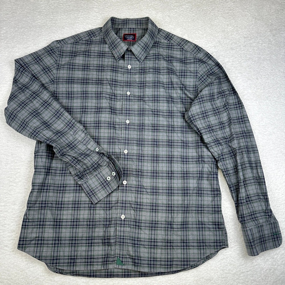 UNTUCKit Devitt WF Plaid Button Up Shirt Blue‎ Slim Fit